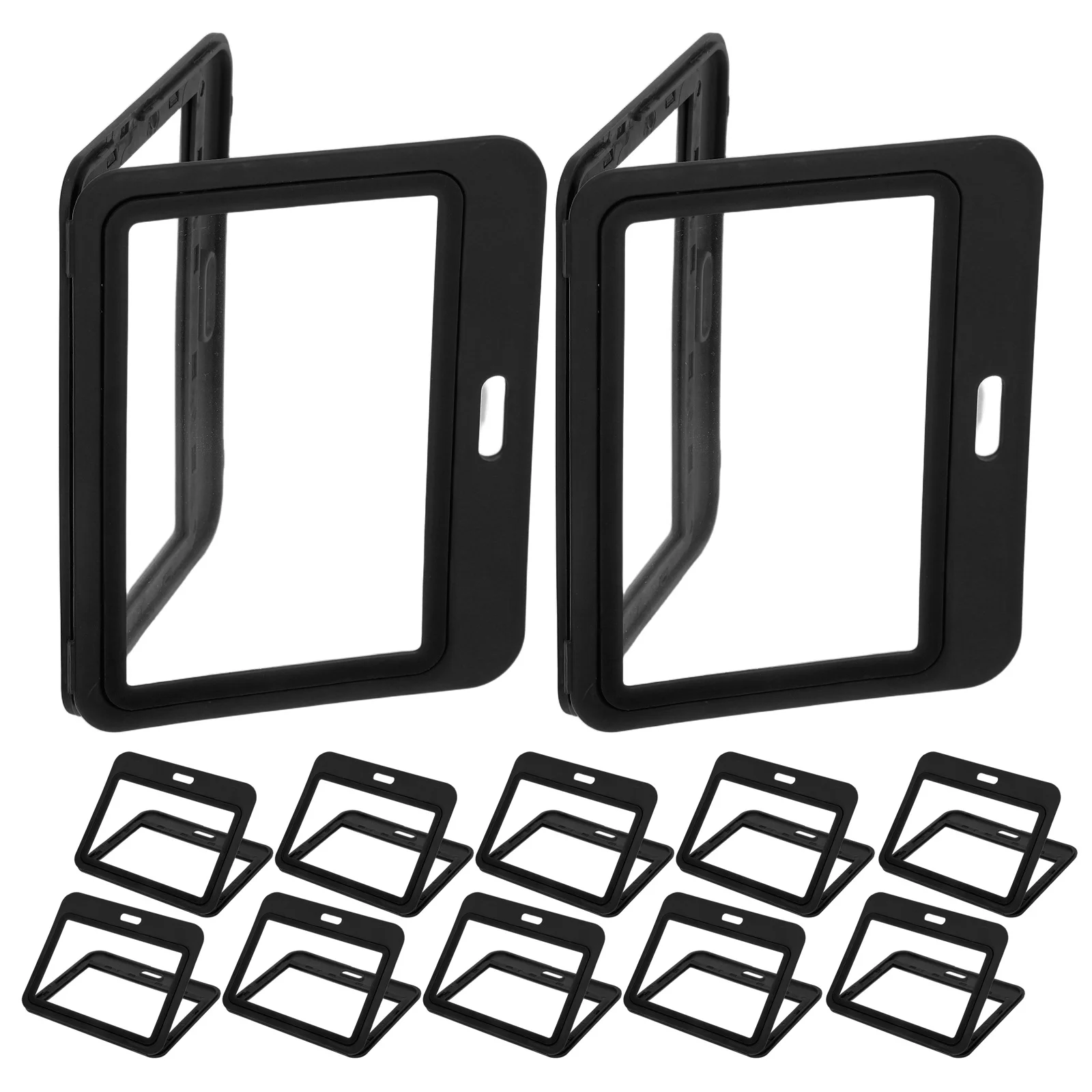 

12 Pcs Transparent Double Sided Card Holder Plastic ID Badge Sleeves Horizontal Access Cover for Staff and Student Cards
