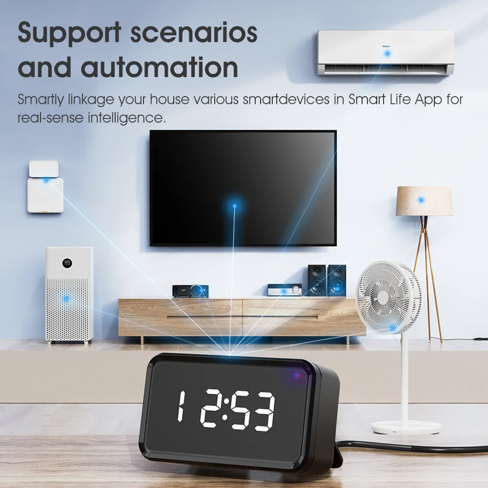 Tuya Smart Wireless Multi-mode Gateway Bridge with Time Display ZigBee Bluetooth Mesh Hub Supports Smart Life App Alexa Google