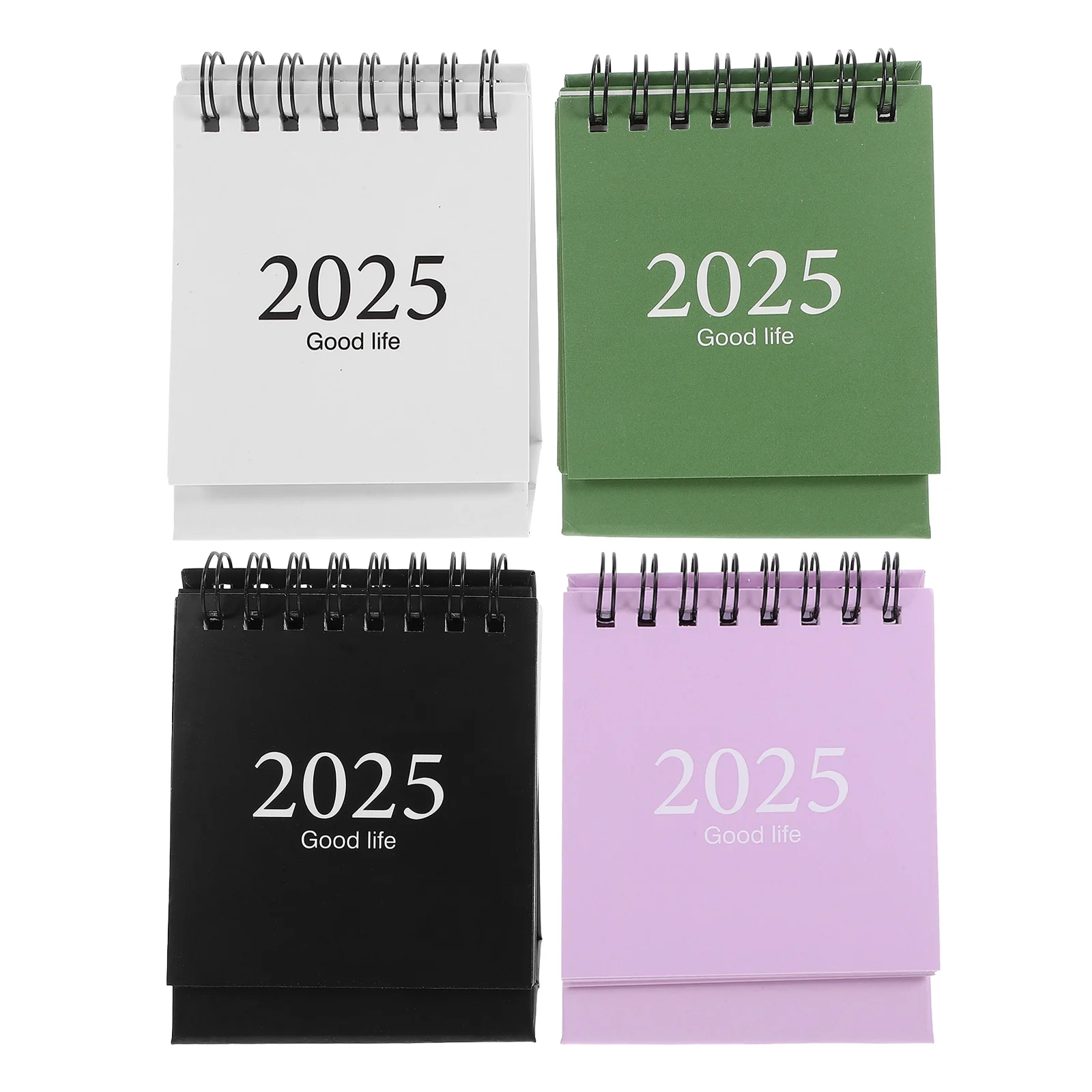 

4Pcs Mini Desk Calendar Set English Version Pocket Size Minimalist Design Creative Standing Flip Desktop Calendar Office Table
