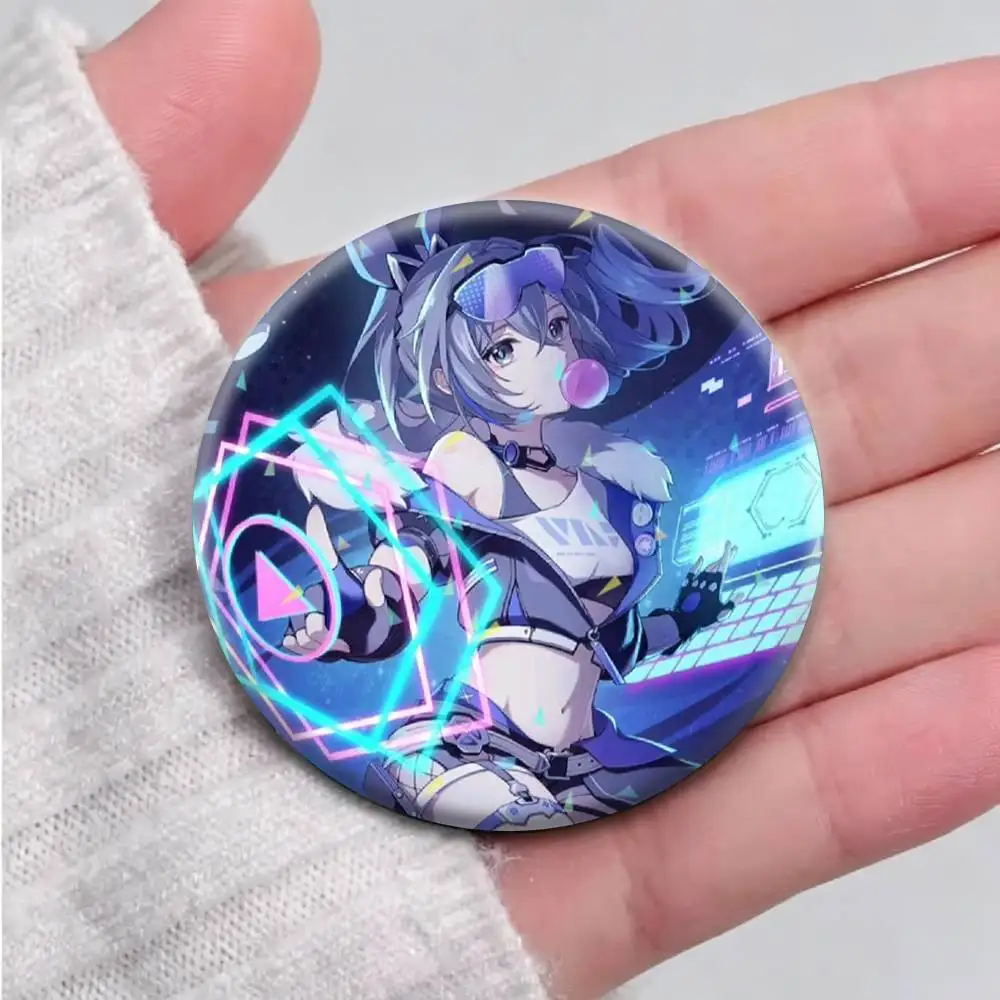 H-Honkai Star Rail S-Silver Wolf  32/44/58mm Handmade Pins Round Brooch Badge Backpacks Clothes Jewelry Gifts view 3