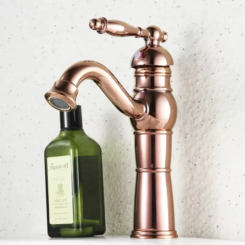 Picture 3: Brass Rose Gold Mixer Taps Bath Thermostatic Antique Basin Faucet for Bathroom