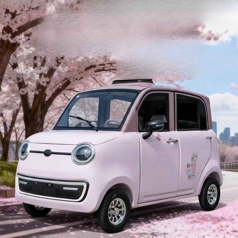 

Electric four-wheeler women's small household transportation small four-wheel with shed to pick up and drop off new energy