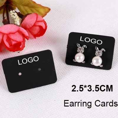 100Pcs White Black Personalized Printing Logo Kraft Paper Jewelry Necklace Earring Cards Holder Display Stand Packing