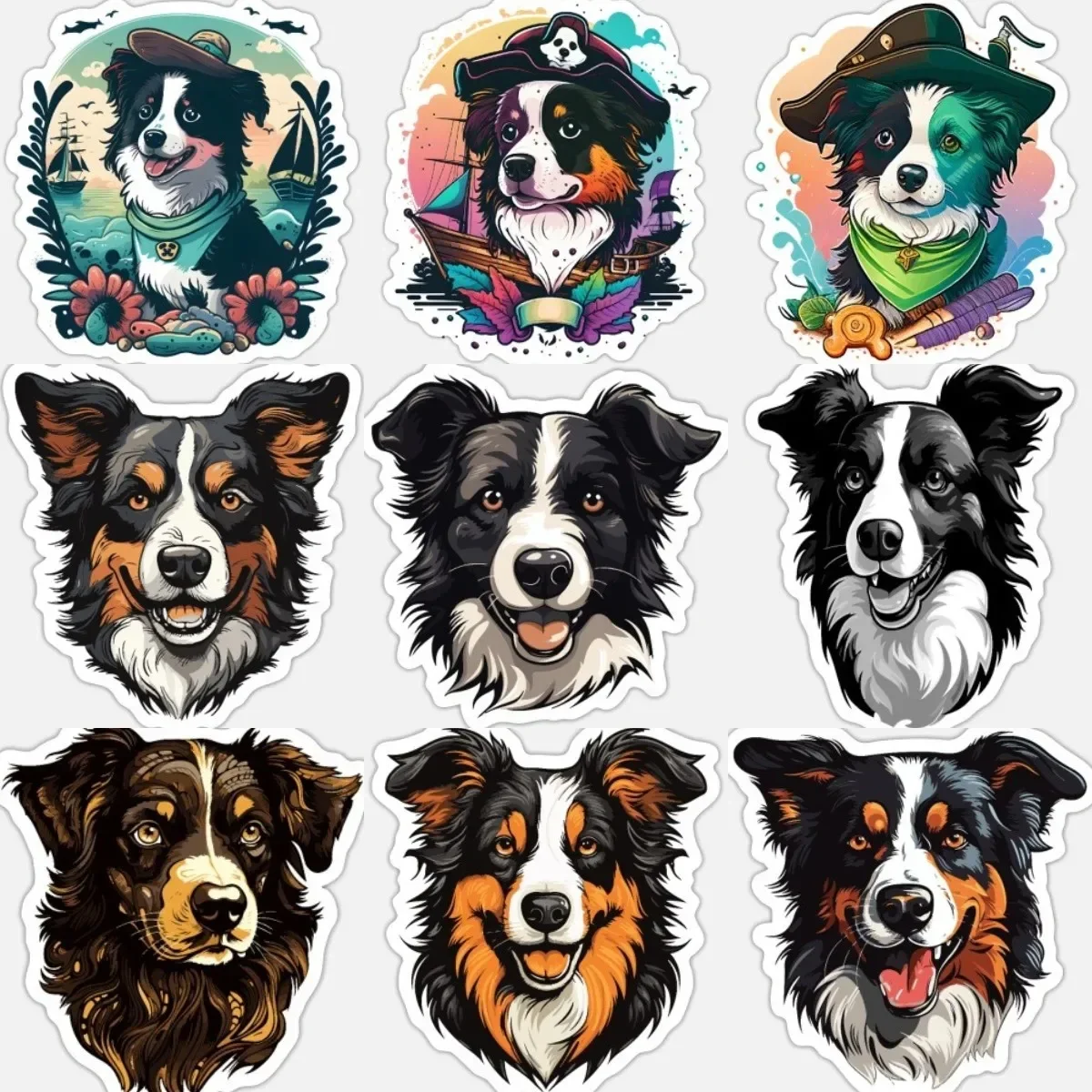 Cute Border Collie Color Stickers Bumper Motorcycle Car Window Off Road Laptop Camper Vinyl Bicycle Wall Door Room Table Decal
