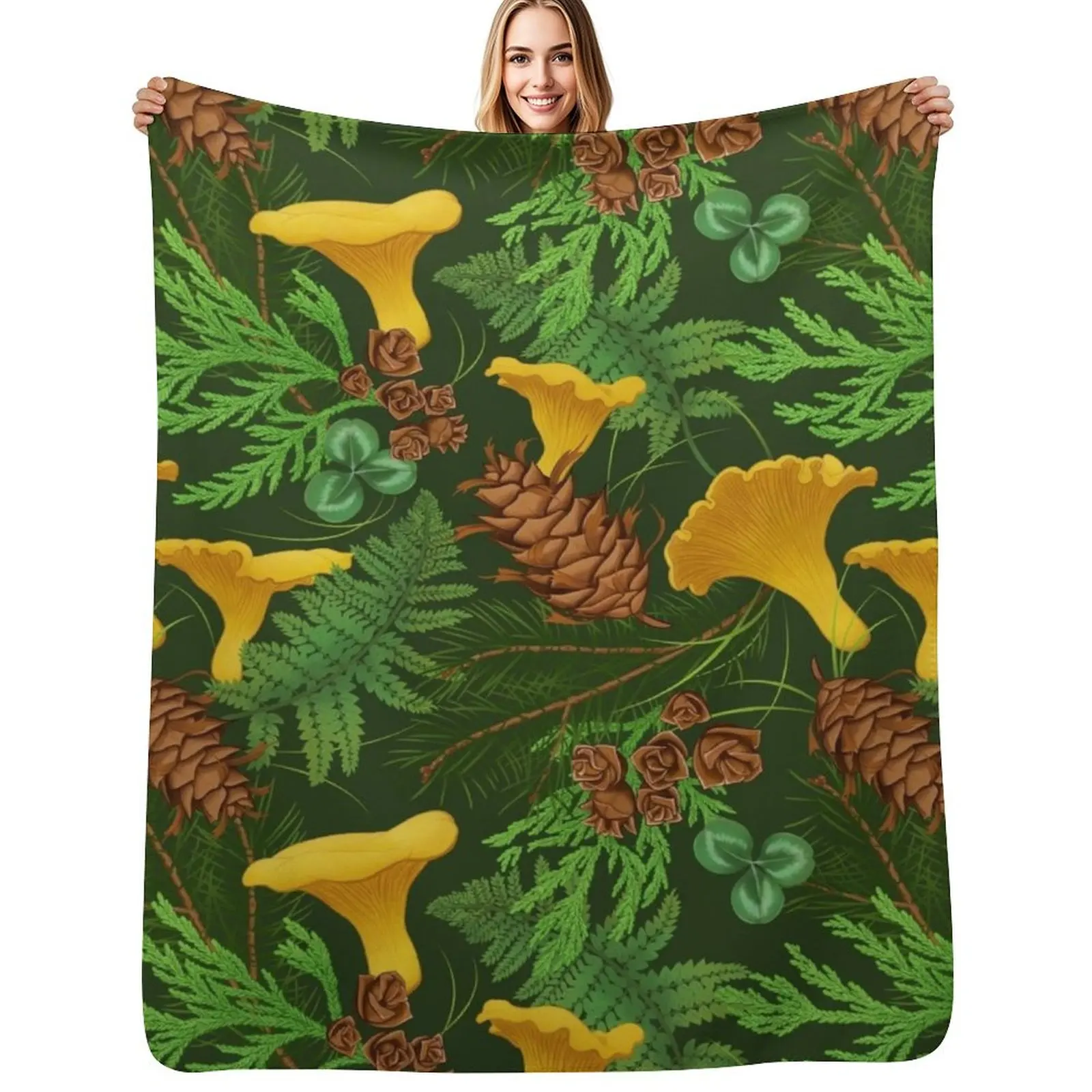 

Foraging for Wild Chanterelle Throw Blanket Warm Napping Blanket for Office Couch Bed