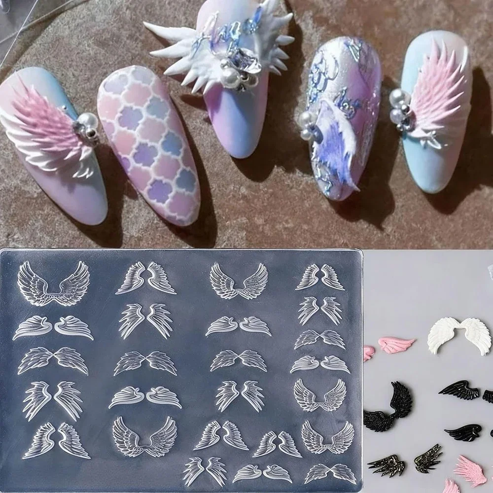 3D Wing Silicone Nail Art Mold, Flexible Wing Texture Template, Reusable Mould for Nail Artists DIY Handmade Nail Charms & Salon