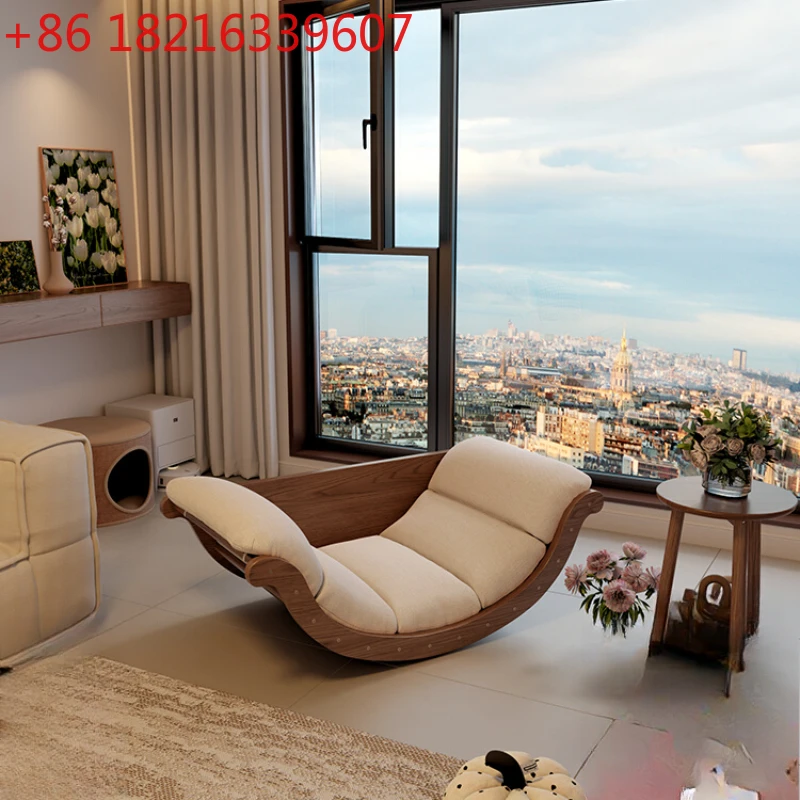 

Деревянное кресло-качалка Wood Moon для взрослых, многофункциональное кресло для отдыха на балконе, раскладной диван, мебель для дома и гостиной