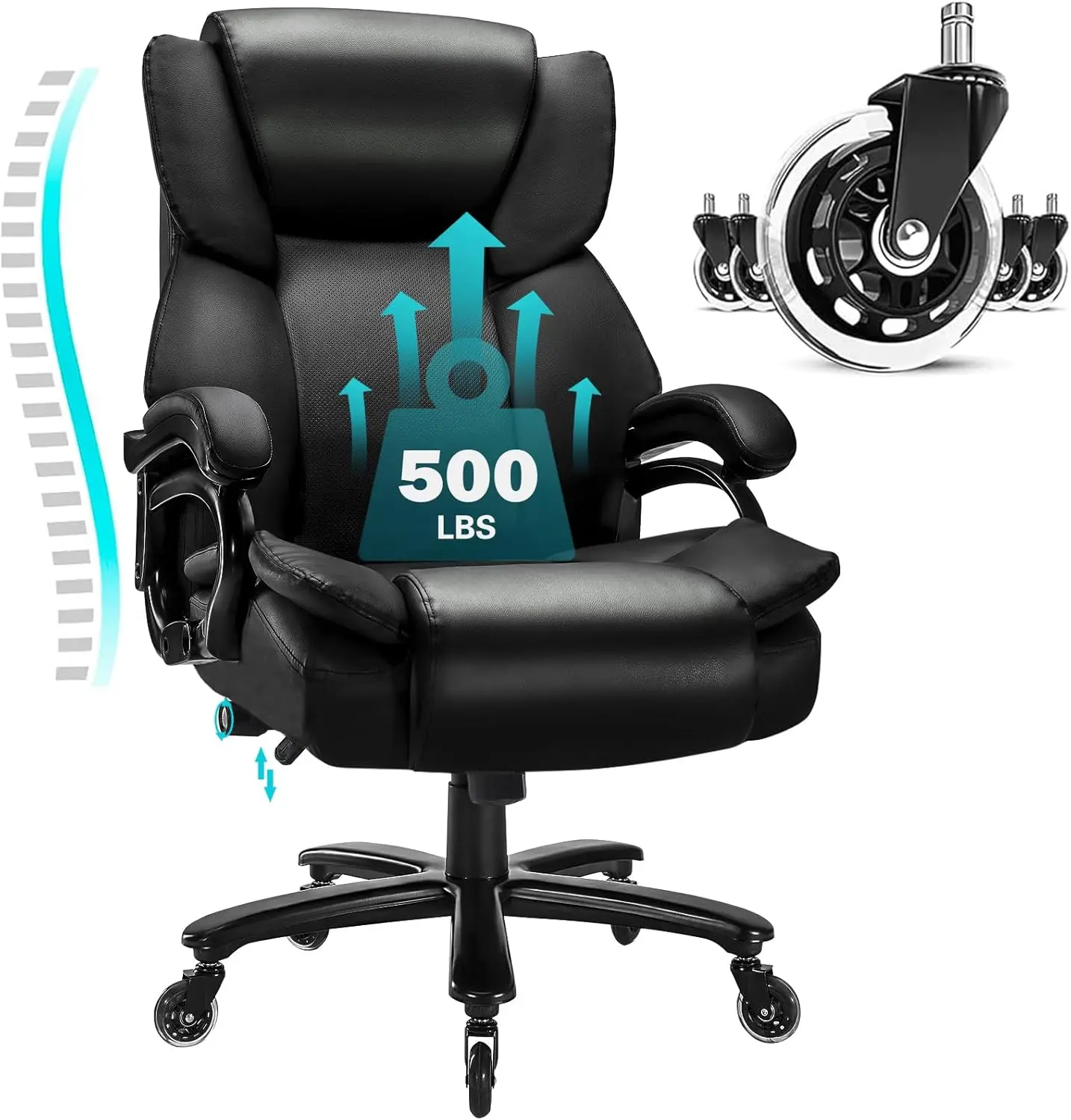 Silla de oficina grande y alta para personas pesadas, asiento ejecutivo de espalda alta con capacidad de 500 libras