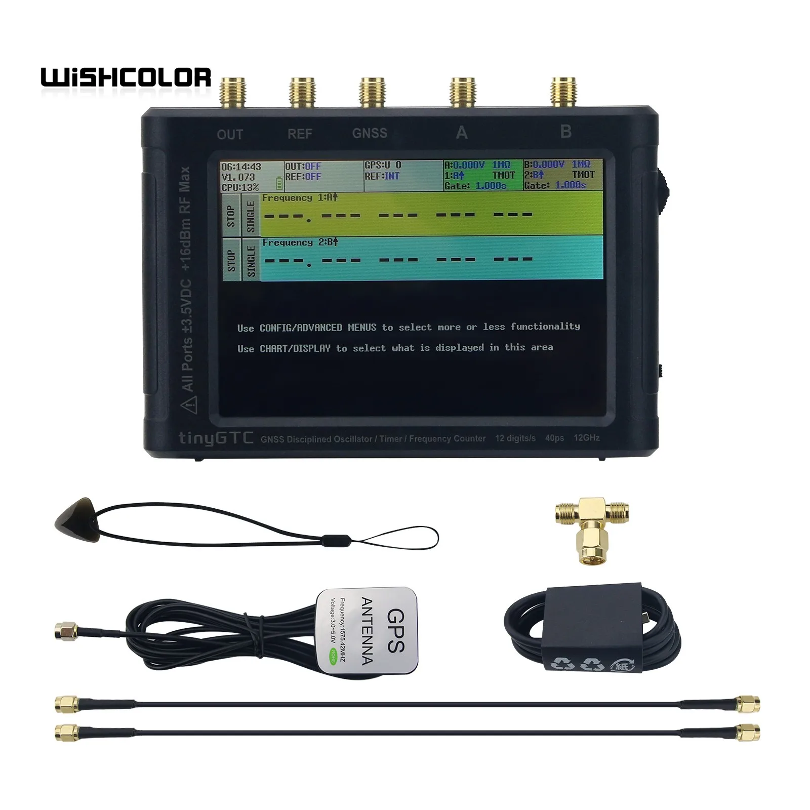 

Портативный высокоточный частотомер Wishcolor TINYGTC ZC407 0.1Гц-7ГГц с 12-битным разрешением и встроенным GNSS-управляемым осциллятором