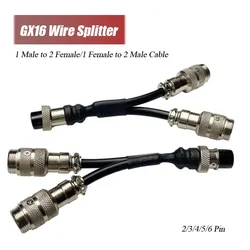 GX16 Splitter Connector Cable One Female Split Two Male Aviation Plug 16mm 2/3/4/5/6 Pin Male Female Adapter Wire