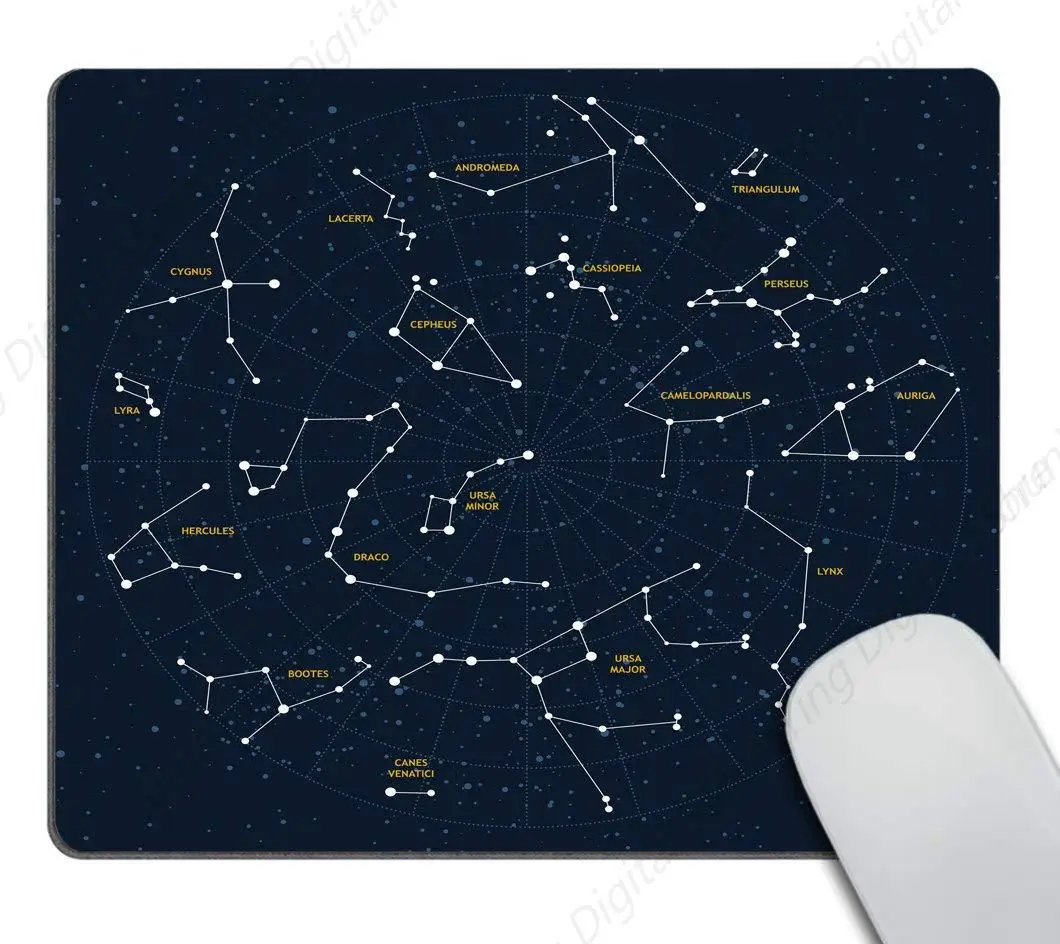 Mouse pad de borracha antiderrapante para jogos, mapa do céu, constelação, adequado para computadores, laptops e escritórios