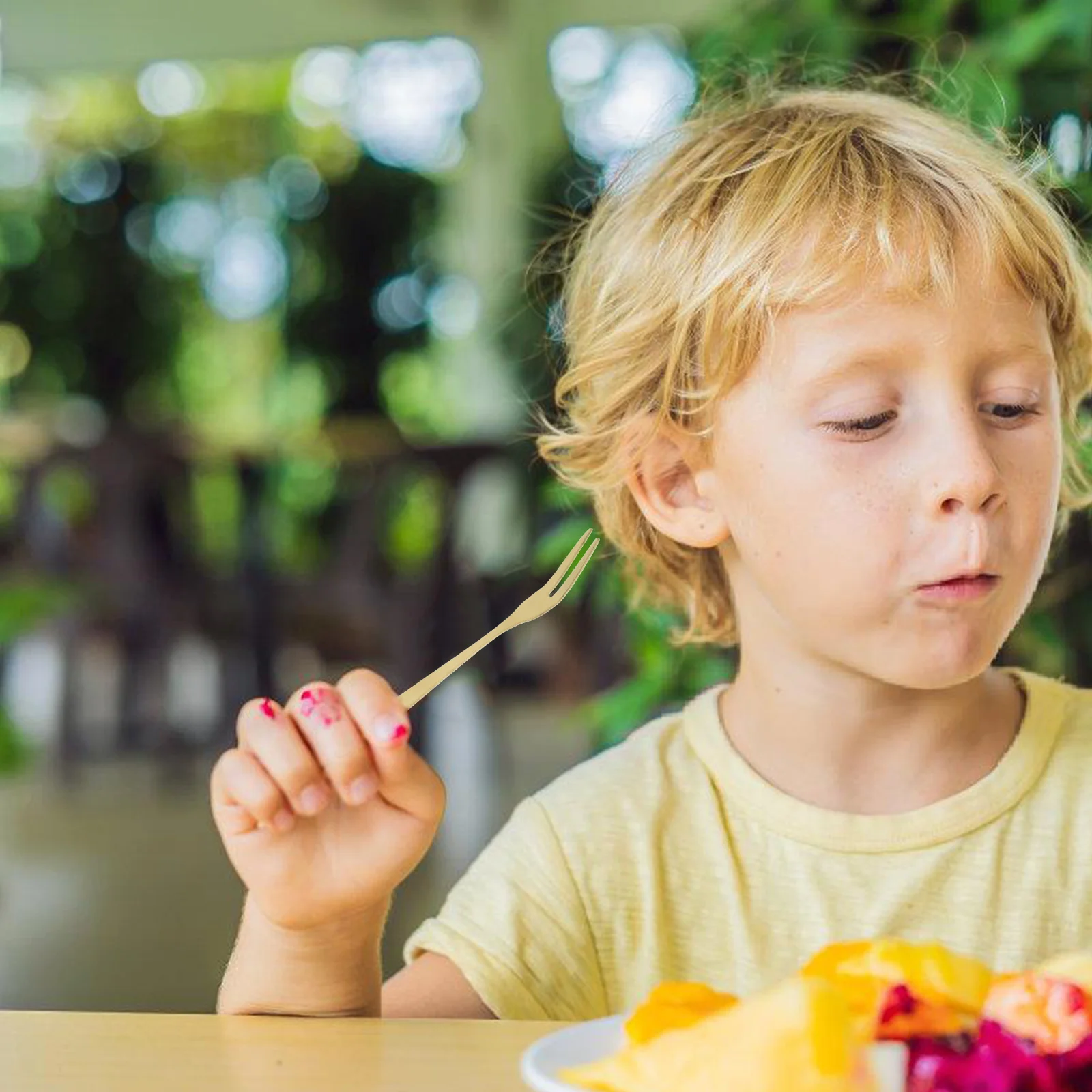 

10 шт. вилки для фруктов из нержавеющей стали с двумя зубцами, выборки для салата, десерта, многоразовые товары для вечеринок для отеля, бара, кафе, пляжного мероприятия, кухни