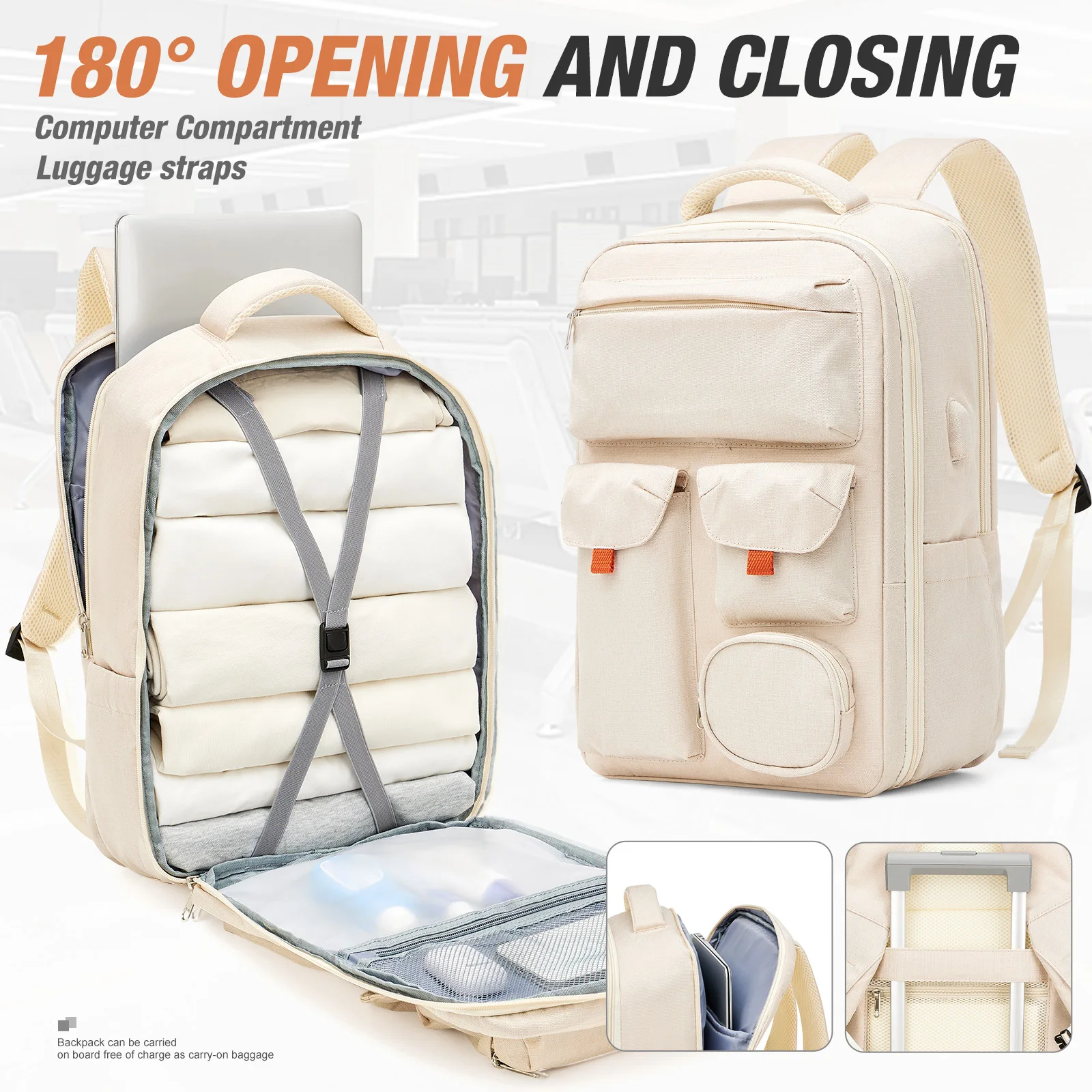 

Short Distance Travel Backpack Nylon Laptop Bag, Adjustable Straps Multiple Pockets, Commuter Daypack Men Women School Bookbags