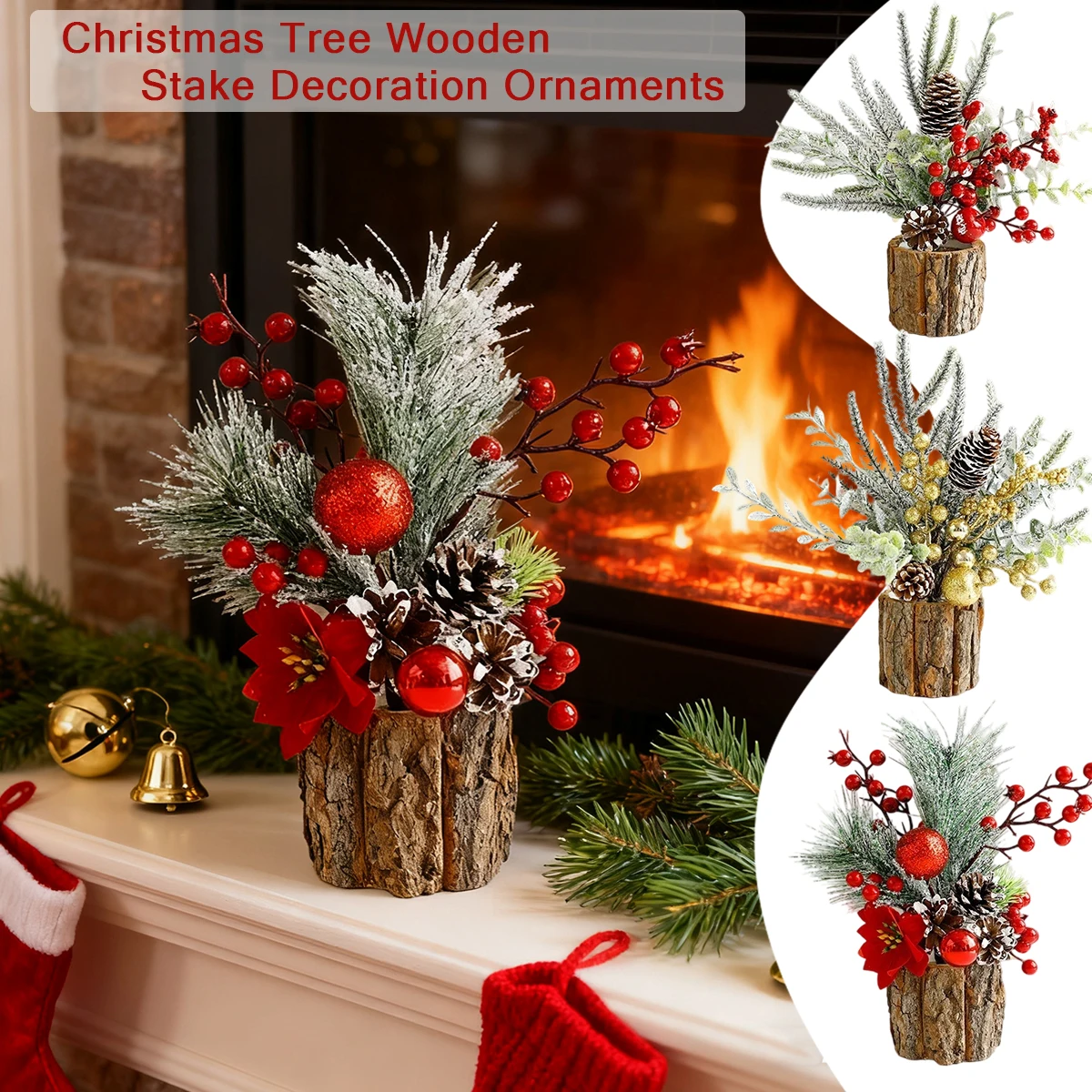 

Mini Artificial Christmas Tree Stump Decoration/Christmas Tree Desktop Ornaments, Cute Holiday Decor Home Decoration Ornaments
