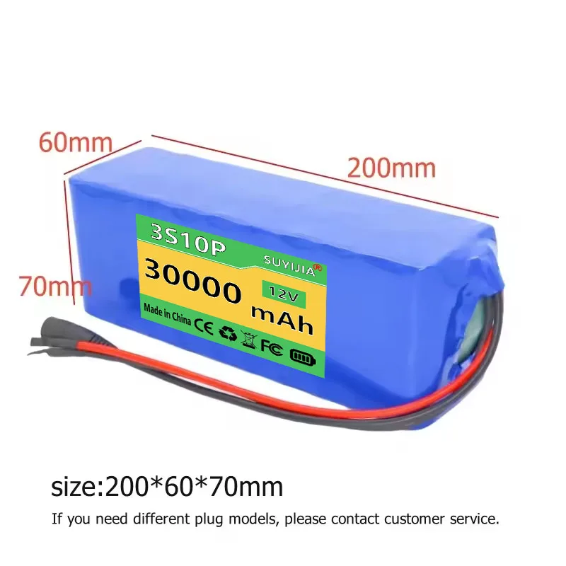 12V 30Ah 3S10P Is Suitable for 12V Appliances, Electric Toys, LED Lighting, Battery Speakers, and 18650 Rechargeable Batteries