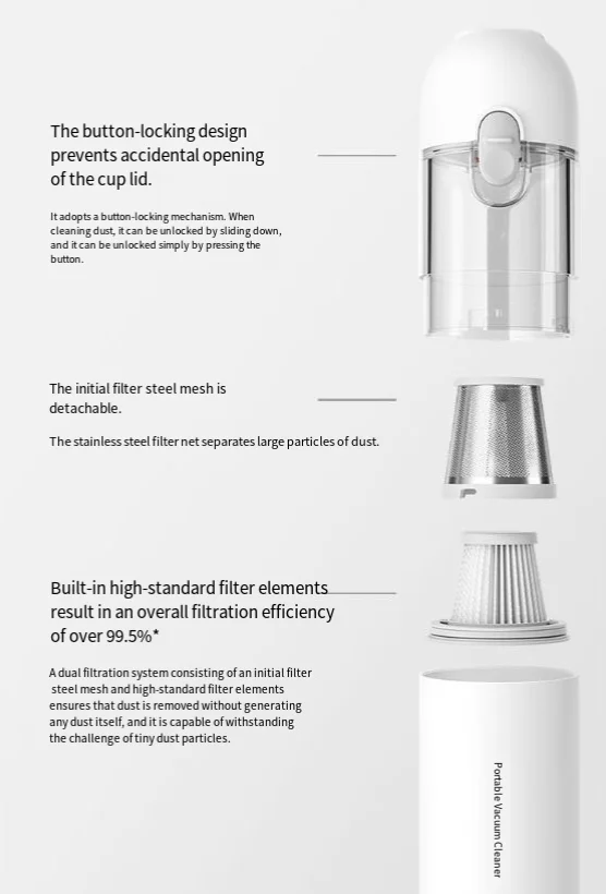 Handheld Wireless Vacuum Cleaner for Home Use, Light and Portable, for Cleaning and Dust Removal, Small Vacuum Cleaner.