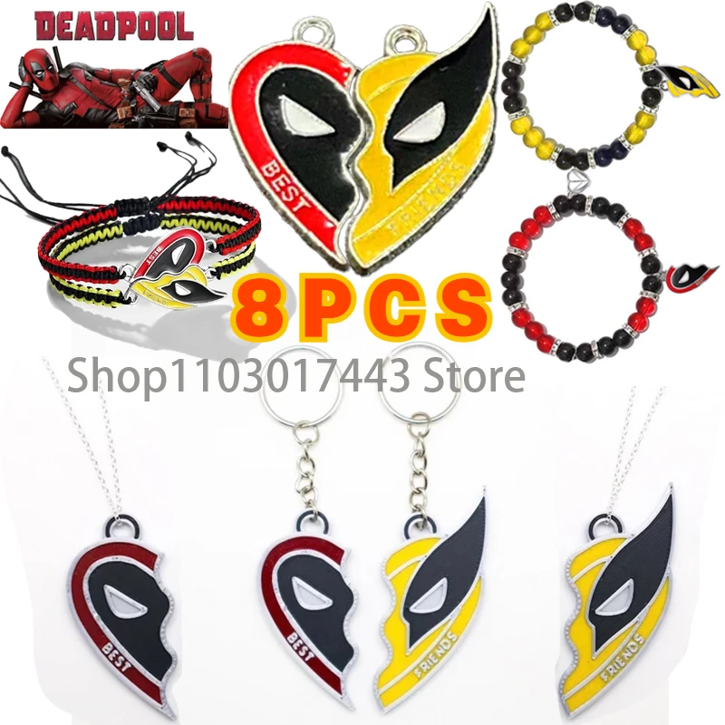 8 stili Disney Deadpool 3 film Merchandise portachiavi collana bracciale ciondolo Wolverine Best Friends collana di gioielli di moda