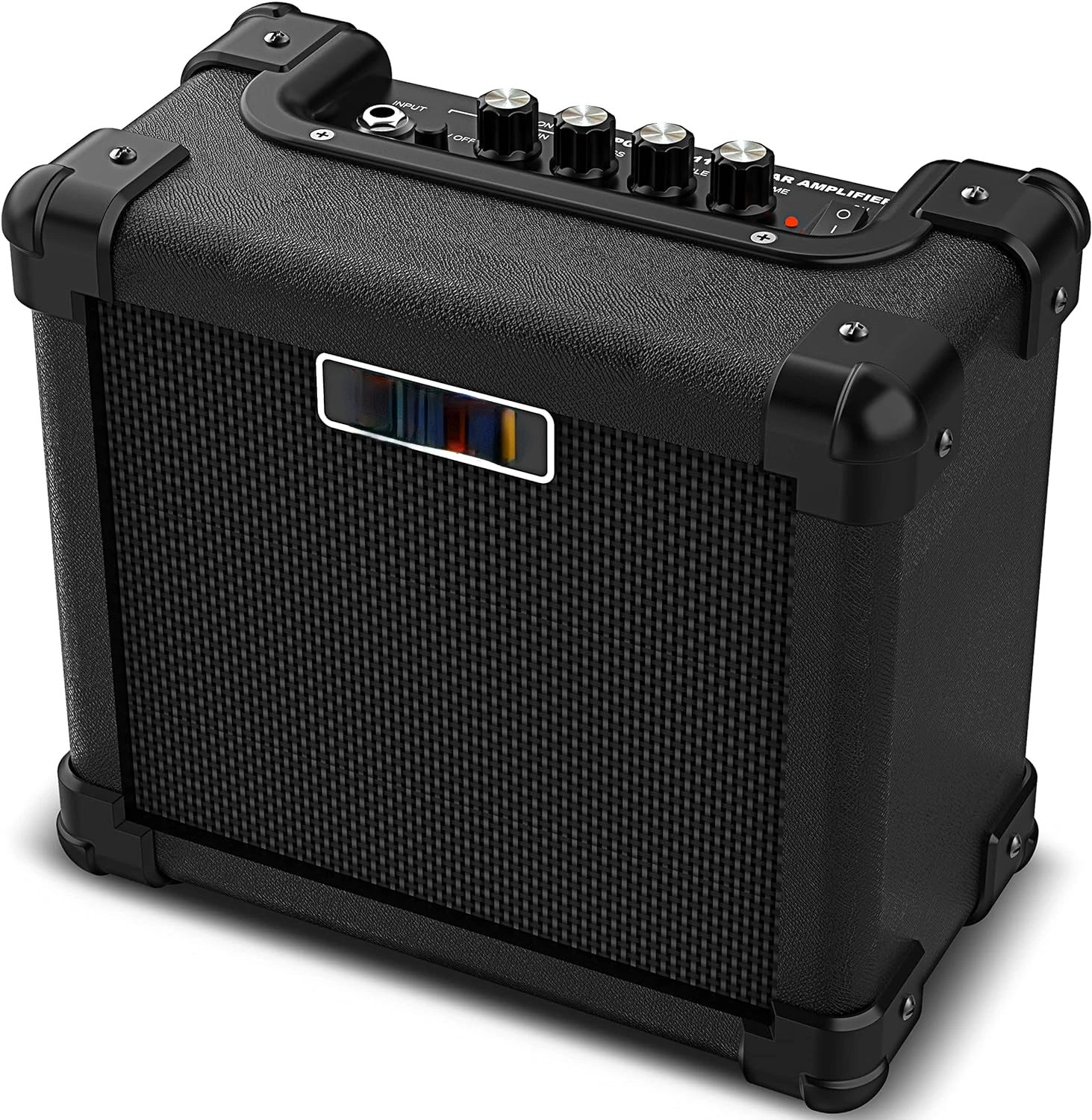 

Mini Guitar Amp - 10 Watt Instrument Amplifier with 5-Inch High Definition Speaker, Volume, Bass, Treble, Distortion, Gain Con