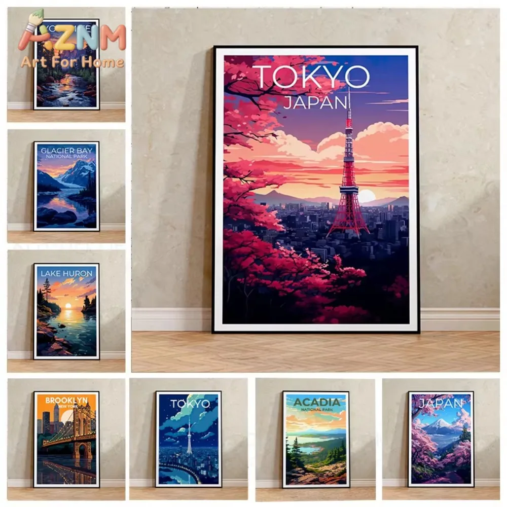 

1pcTokyo Tower Art Tourism City Canvas Prints Yosemite Half Dome Wall Art Posters for Modern Living Room Bedrooms and Home Decor