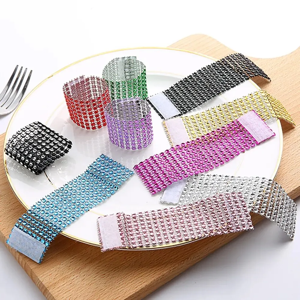 10pcs Hollowing Rhinestone Napkin Rings Decoration Wedding D