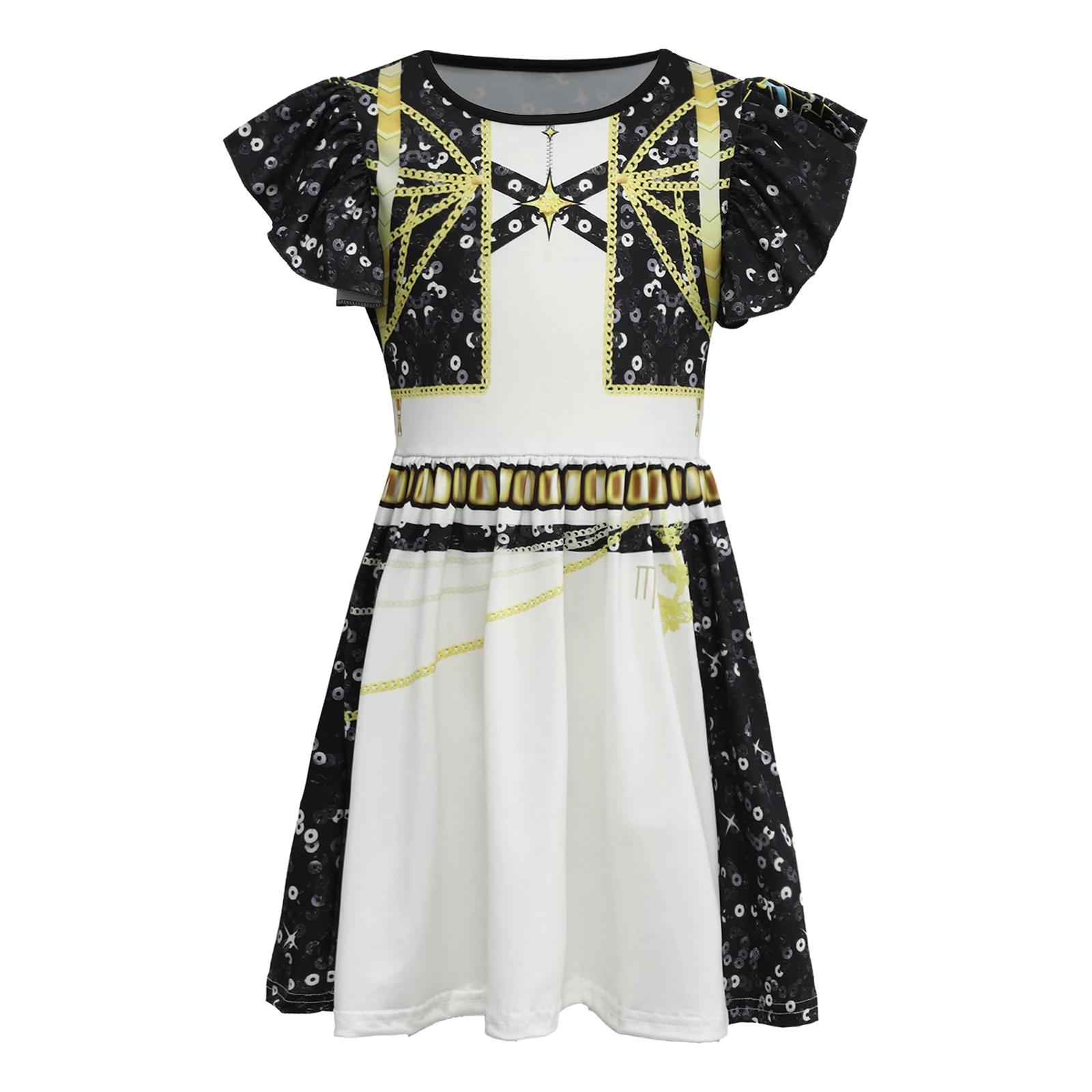 

Kids Girls Demon Anime Cosplay Dress Cute Cartoon Print Ruffle Sleeves Dancewear Princess Dress for Halloween Carnival