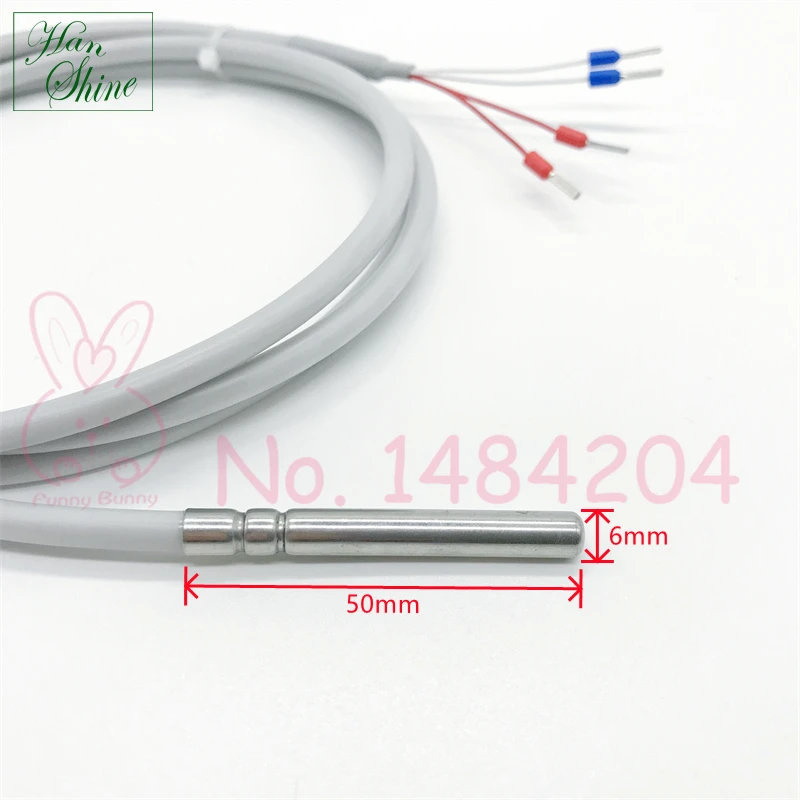 Pt100 / PT1000 Class A Temperature Sensor -50 ~ 260°C 6mm * 50mm Resistant Probe 4 Wire 1.5m Silicone Cable Waterproof Oil Proof