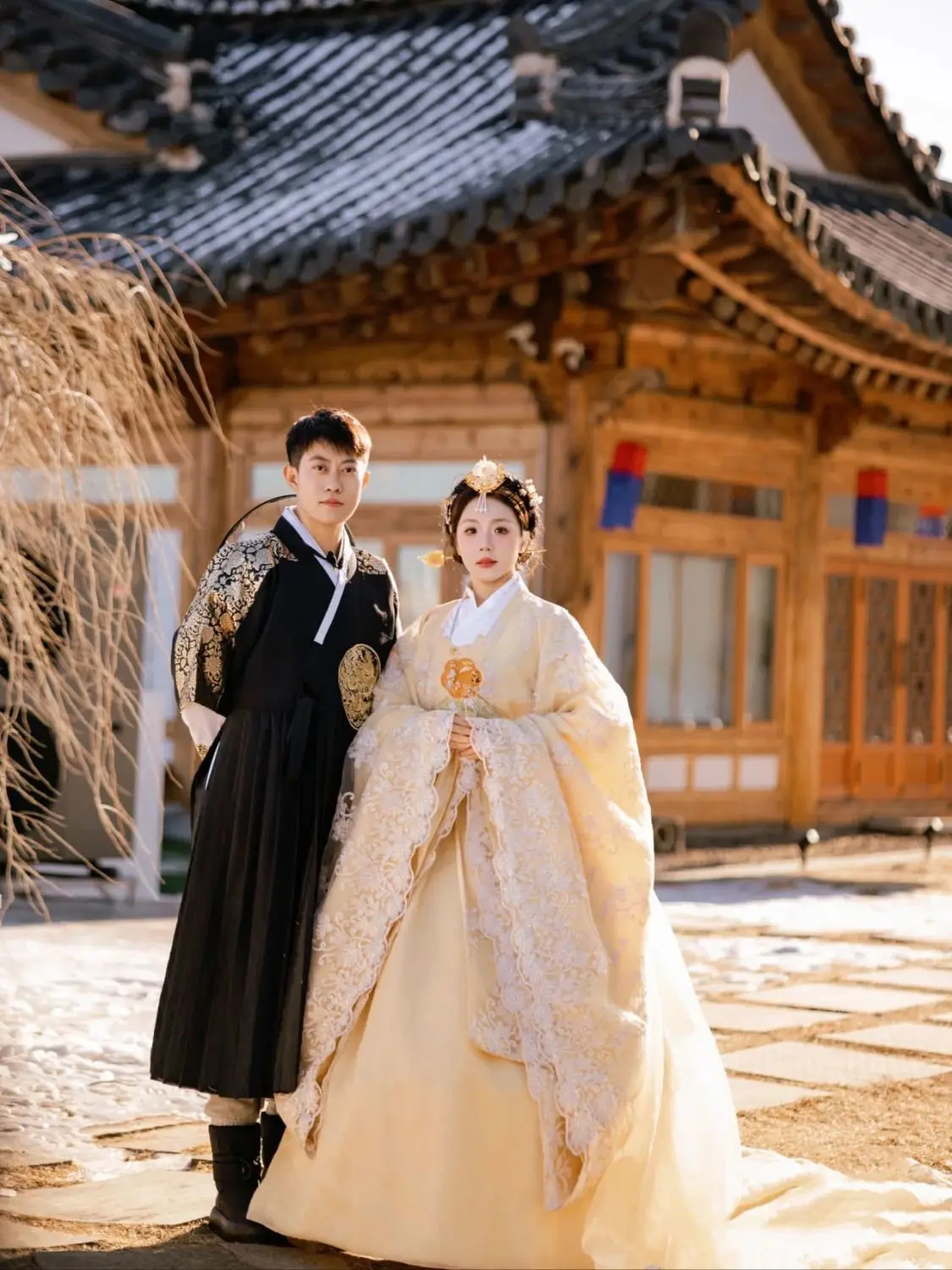 Yanji Hanfu Travel Photography Couple Wedding Dress Korean  Ancient Style Ethnic Lace Hanbok Costume