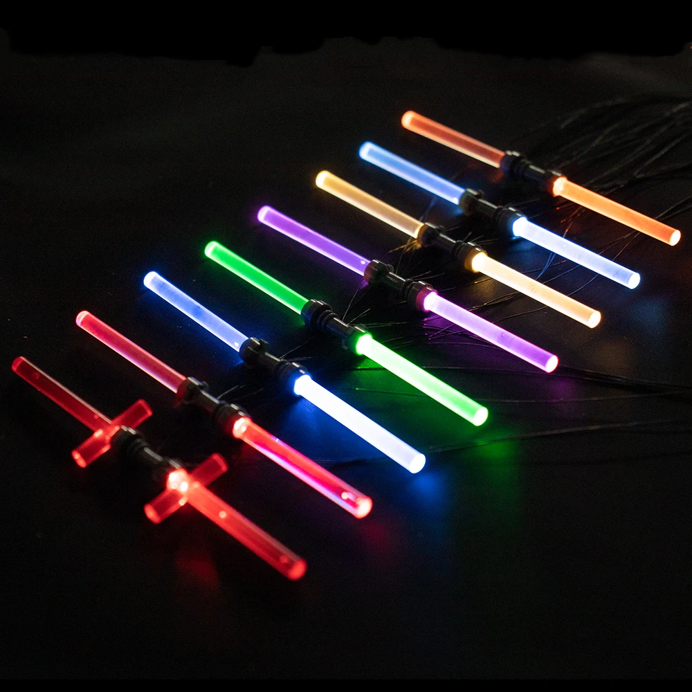 Sabre laser croix LED USB Planet VANpour enfants, briques à double lame, figurines compatibles, pièces de blocs de construction, accessoires, jouets