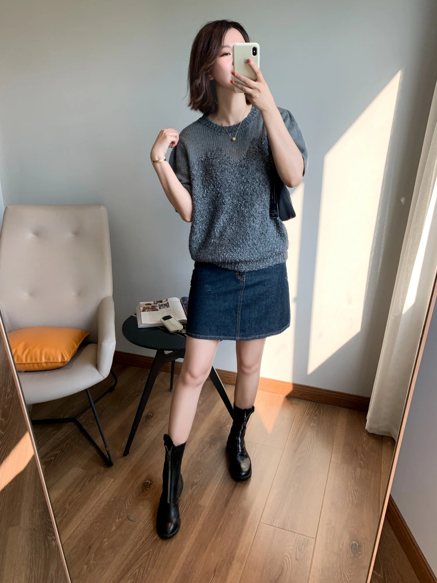 

High Waist A-Line Denim Skirt Casual Versatile Women's Summer Slimming ort Skirt Thoey Chen Premium Feeling