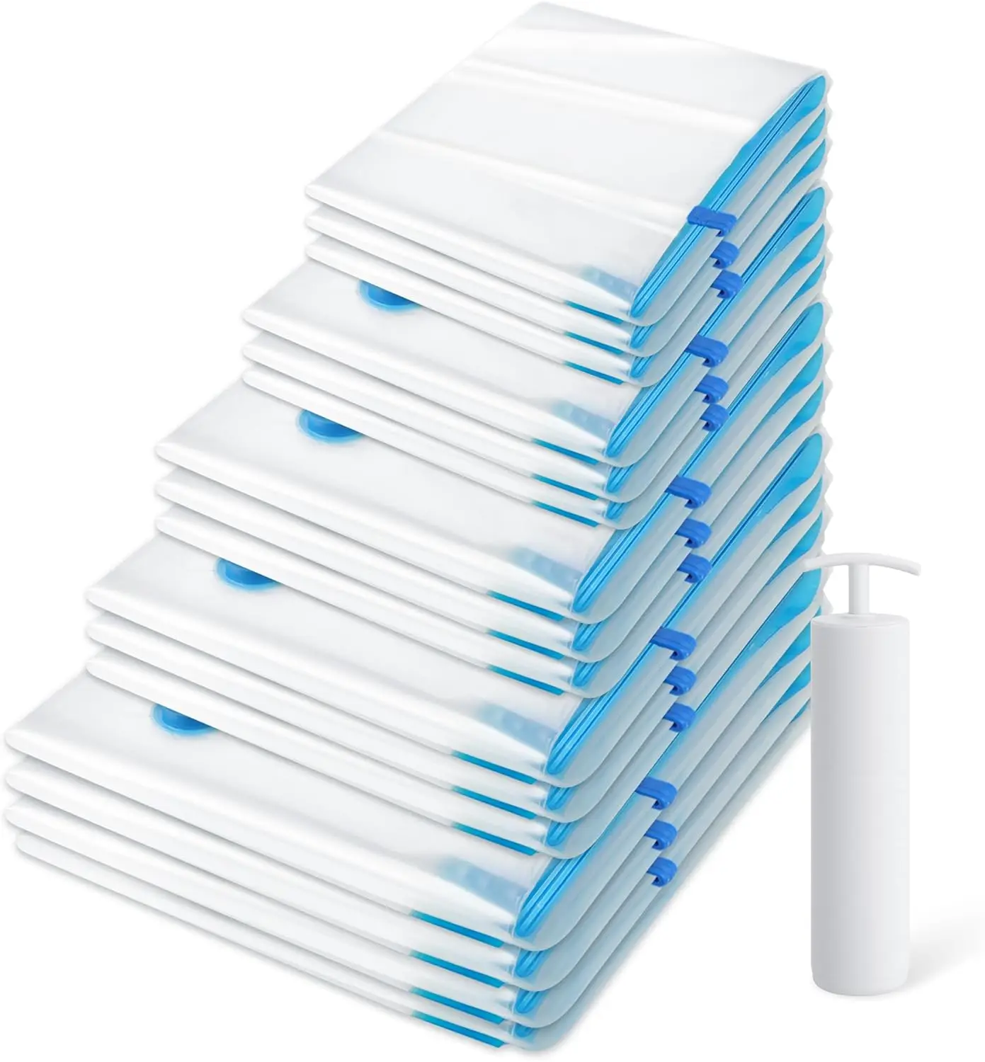 30 Pack Vacuum Storage Bags with Pump Space Saver Storage Bags Vacuum Seal Bags for Clothing Pillows Bedding Travel Organizer