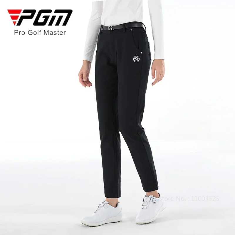 Afbeelding 5: Pgm Golf Dames Winter Golfbroek Warme Dikke Eenvoudige Effen Kleur Broek Fluwelen Winddichte Rechte Golfbroek Dames Joggingbroek