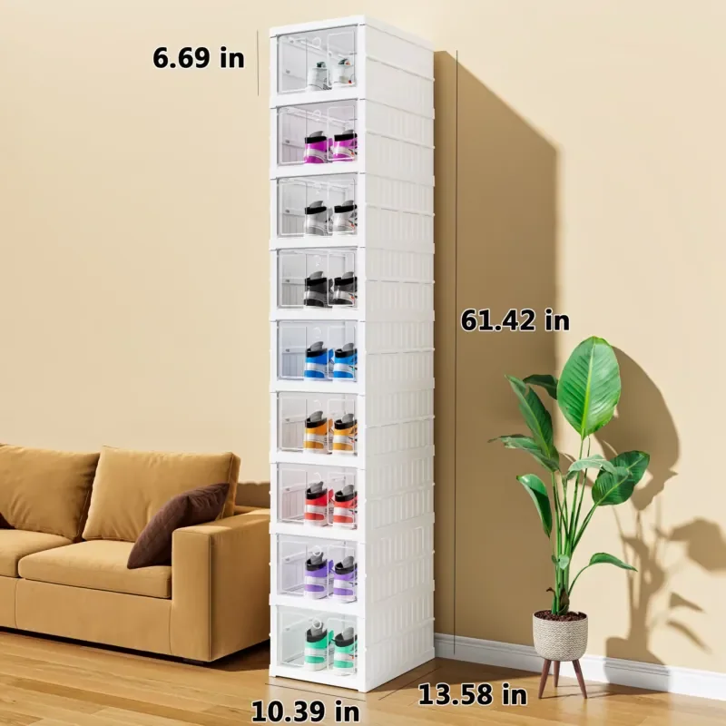 for Luxury Home Furnishing European Folding Storage Box Plastic Rectangle Foldable Stackable Shoe Cabinet Efficient Office