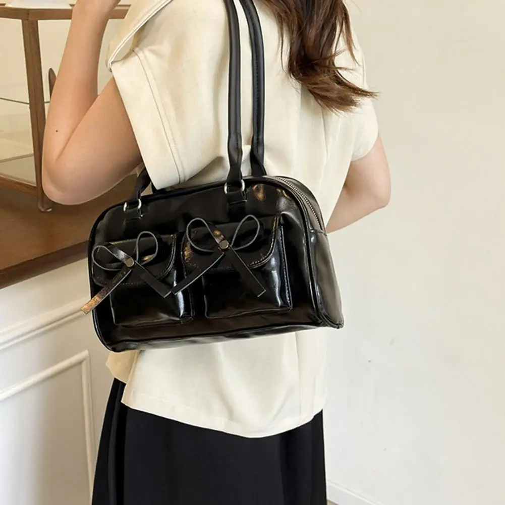 Stylish Women Handbag Women Shoulder Bag Waterproof Faux Leather Tote Bag for Women Shoulder Handbag with Cute Bowknots Stylish