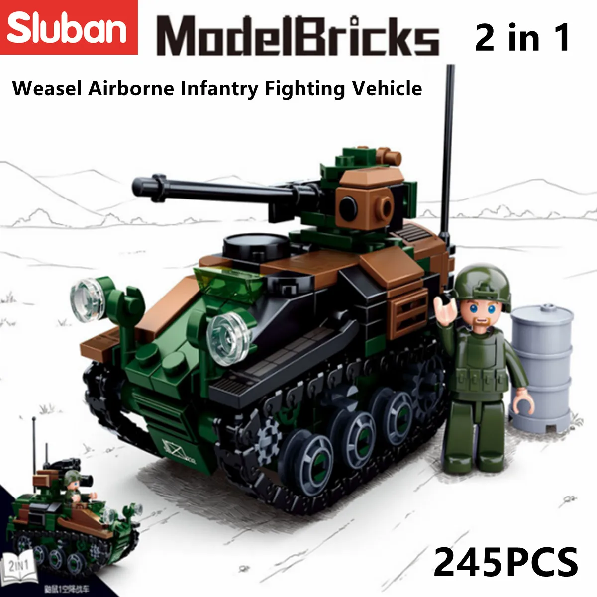 Sluban Building Block Toys Morden Military Wisel Armoured Weapons Carrier 245PCS Bricks B0750 Army Tank Fit With Leading Brands