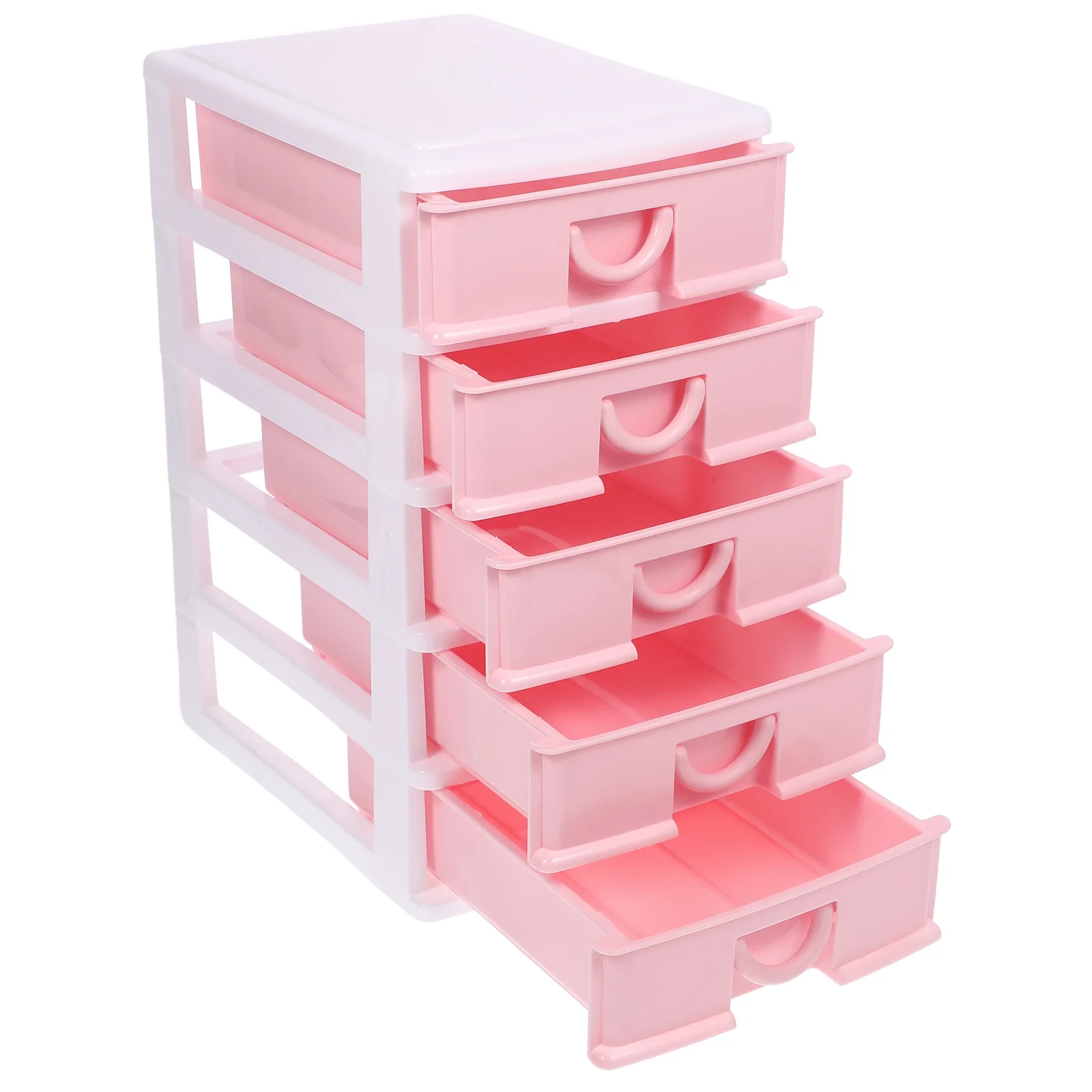 

Storage Box Tabletop Organizer Makeup Holder Desk with Drawer Shelves Desktop Drawers Stationery Vanity Plastic