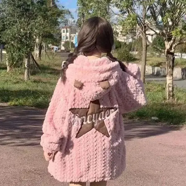 

Japan Embroidered Jacket For Women In Autumn And Winter Loose American Trendy Brand Thickened Sweatshirt For Women Ins Trend