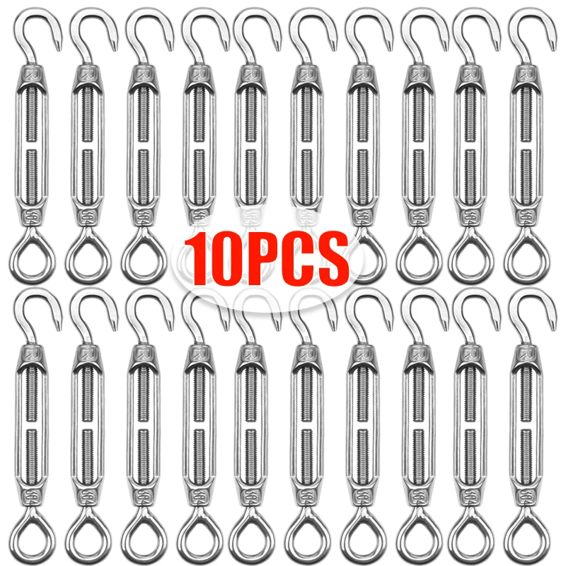 Tenditori per ganci e occhielli in acciaio inossidabile Set di tensione per cavi da giardino regolabile M4 M5 M6 M8 Dispositivo di bloccaggio tenditori per funi metalliche