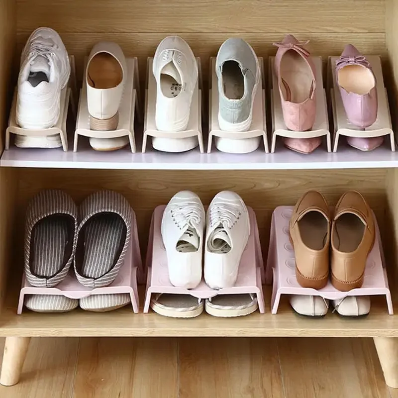 1PC Household Storage Shoes Shelf Save Space Shoe Rack Double Support Plastic Integrated Simple Shoecase Dormitory Shoe Cabinet