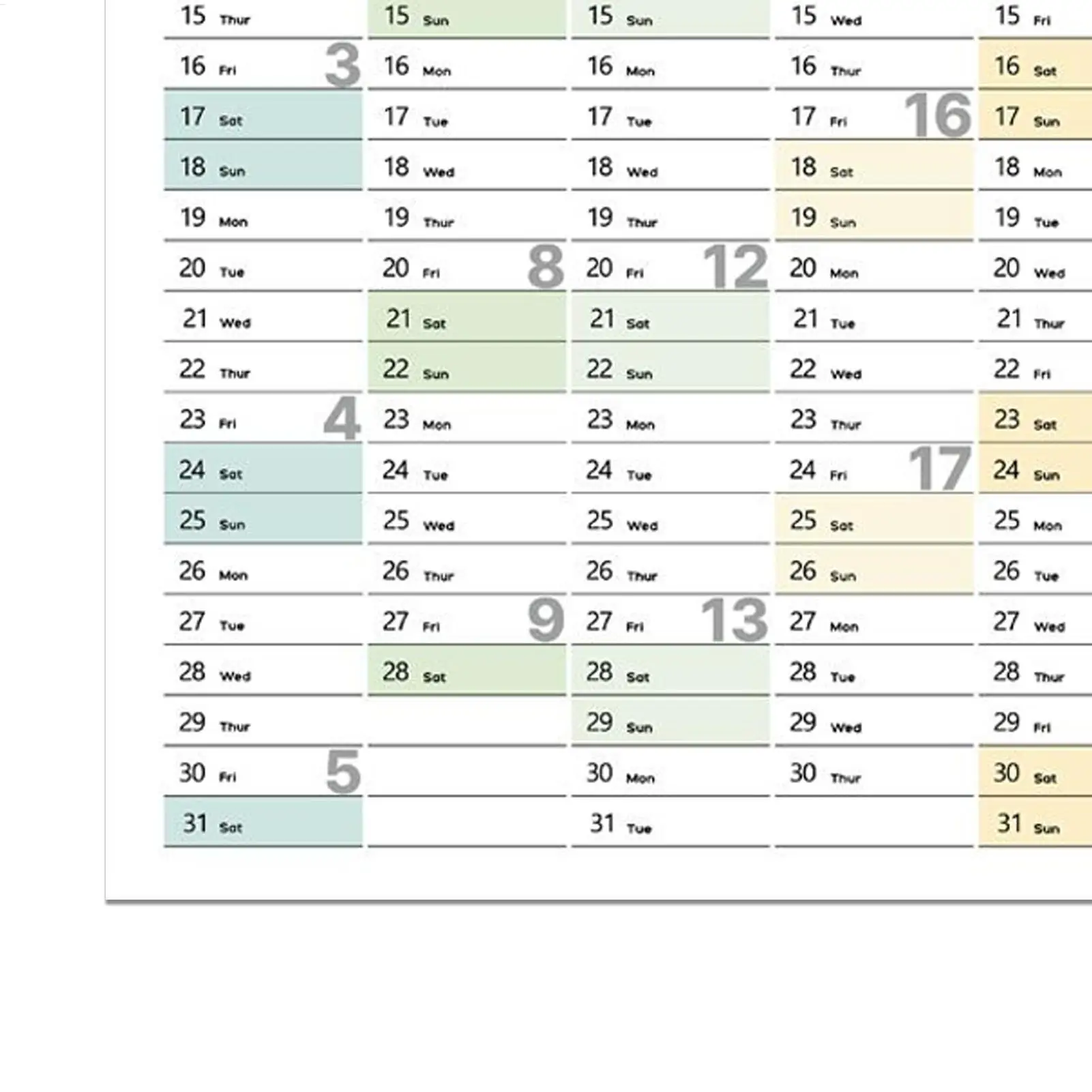 

Календарь на 2026 год, 12 месяцев, еженедельный плавный график для письма, настенный календарь на 2026, 12-месячный планировщик для домашнего офиса, школы, класса