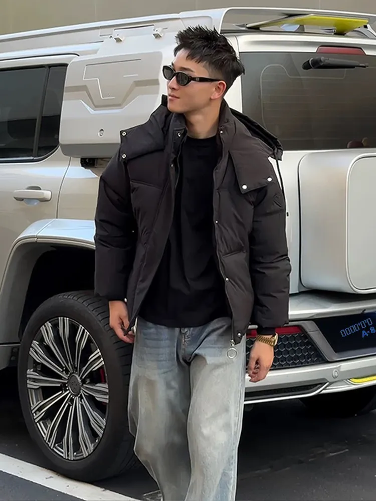 

Winter Faionable Cleanfit Men's down Cotton Jaet Hooded Warm Casual Outerwear Youth ular Straight Hem Regular Sve