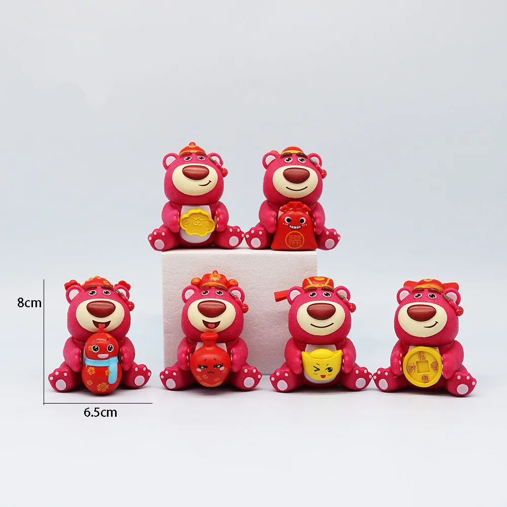 

[Funny] 6pcs/lot Disney Toy Story3 Lotso Strawberry Bear Action figure toys statue collection model home decoration kids gift