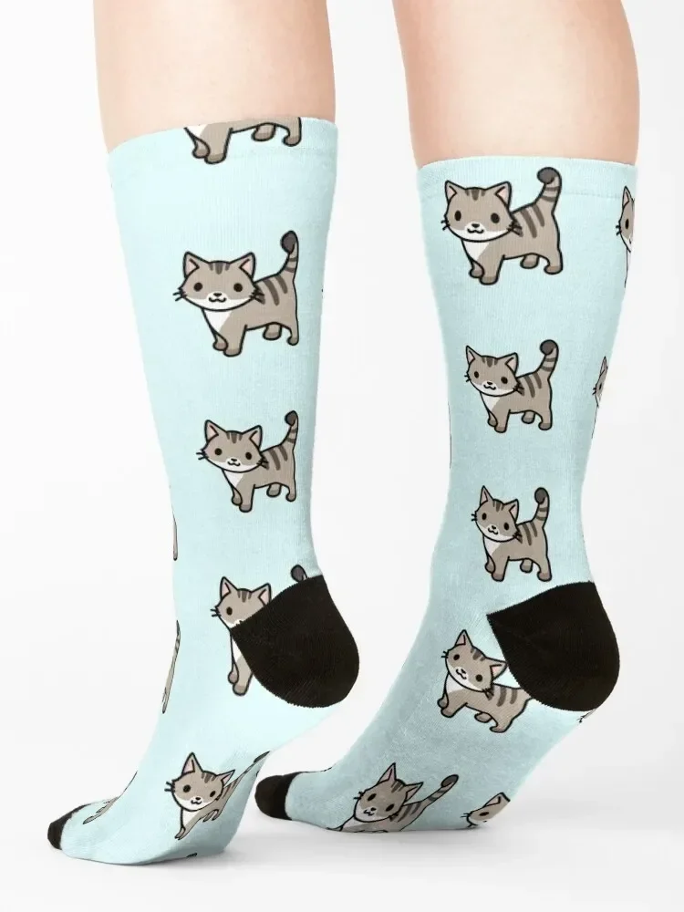 Grey Tabby Cat Socks happy Stockings sport shoes Girl'S Socks Men's
