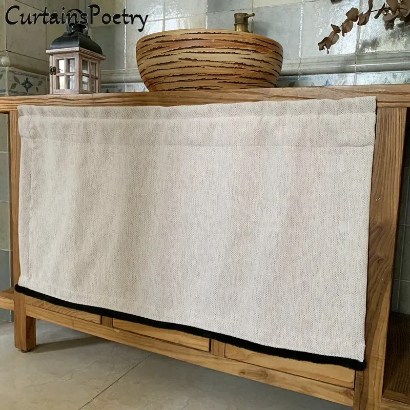 

Chenille Blackout Curtains for Bedroom Linen Textured Short Curtains for Living Room Thermal Insulated Rod Pockets Window Drapes