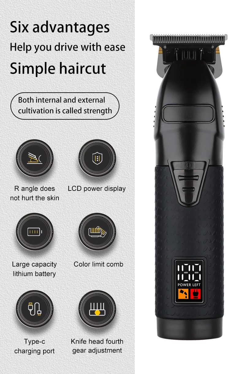 hiena timmer Professional Electric Hair Clipper Trimmer Set For Men Rechargeable Cordless Haircut Machine for Barber