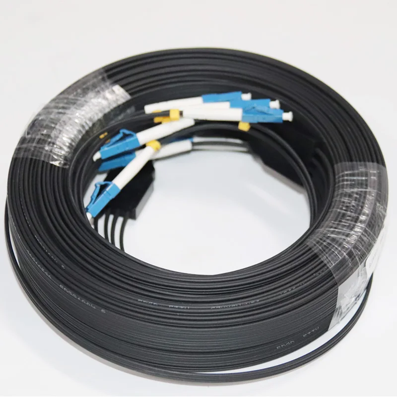 Outdoor FTTH Drop Cable, LC to LC Connector, Fiber Optic Patch Cord Cable, 3 Steel, 4 Core, GJYXCH, 700m, G657A1 customized