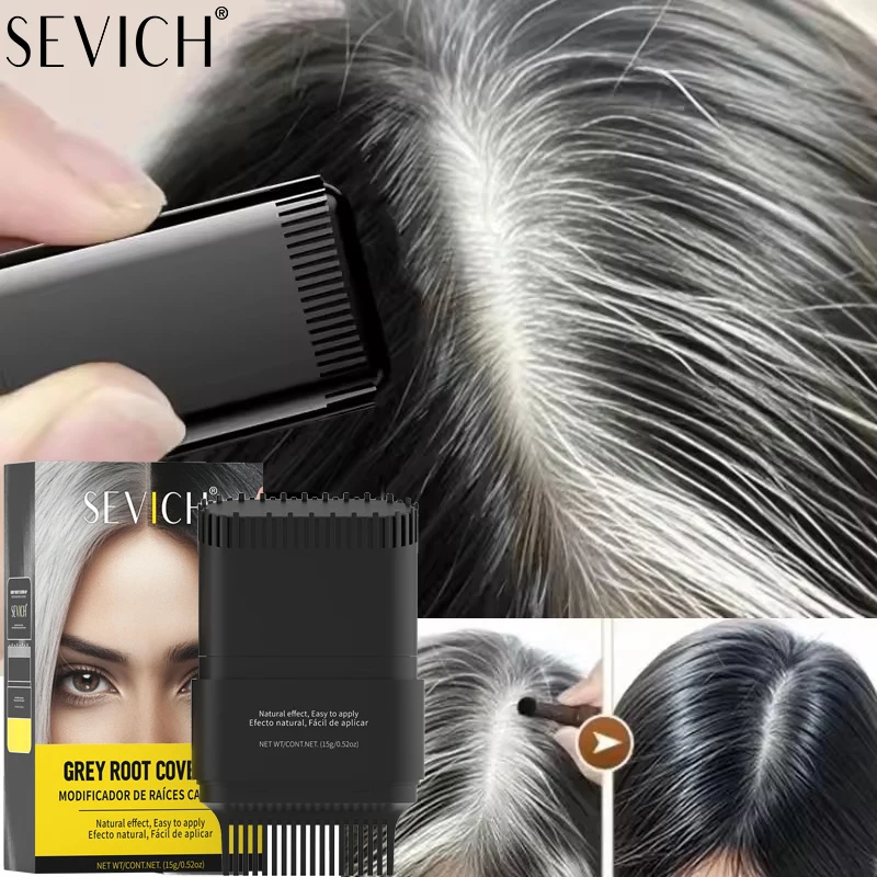 2in1 Hair Dye Stick with Comb Black Brown Coffee Long Lasting Temporary Hair Coloring Covered White Hairs Hairline Pen Washable