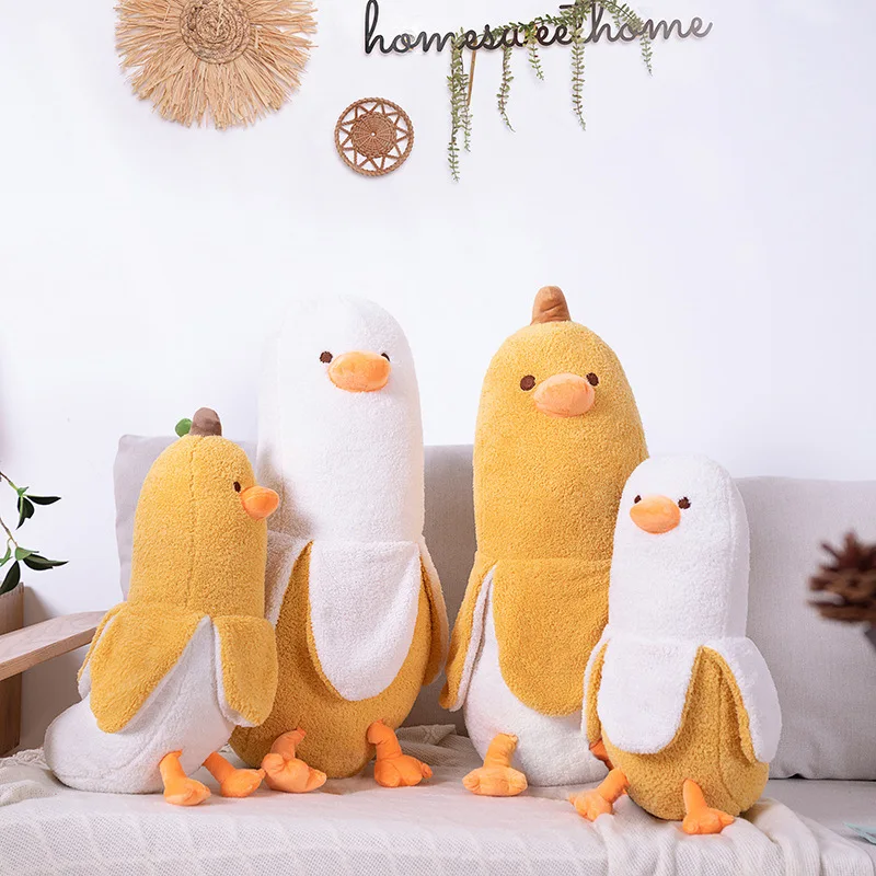 Banana Duck Long Throwing Pillow Hot Sale Creative Banana Duck Plush Toy Dolls Cute Wedding Cloth Dolls Wholesale