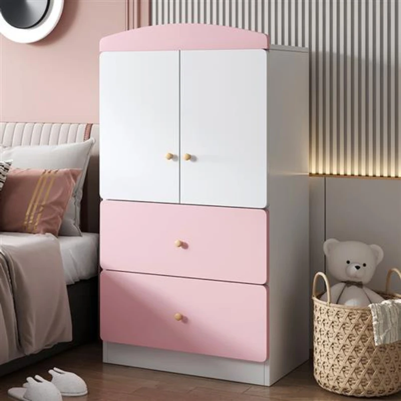 Lemari pakaian kamar tidur lucu kabinet penyimpanan pengatur pakaian anak perempuan gantungan taman kanak-kanak furnitur Modern CY50CW