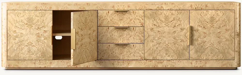 *High Quality Living Room Tv Stands Solid Wood Home Furniture 4-Door Media Console With Drawers