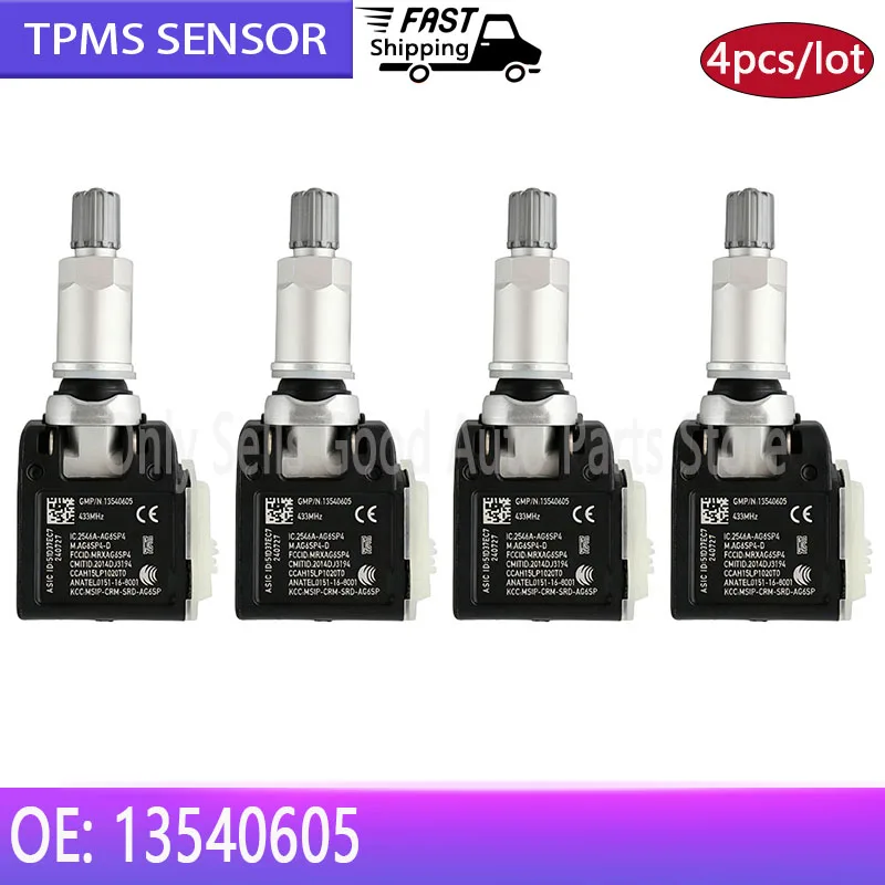 4 шт. 13540605 Датчик контроля давления в шинах TPMS для Chevrolet Camaro 2019/07-2024/12 433 МГц